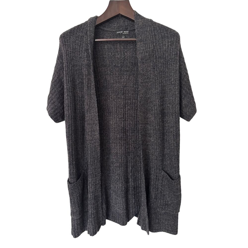 Barefoot Dreams CozyChic Lit Ribbed Short Sleeve Knit Open Front Cardigan Size S